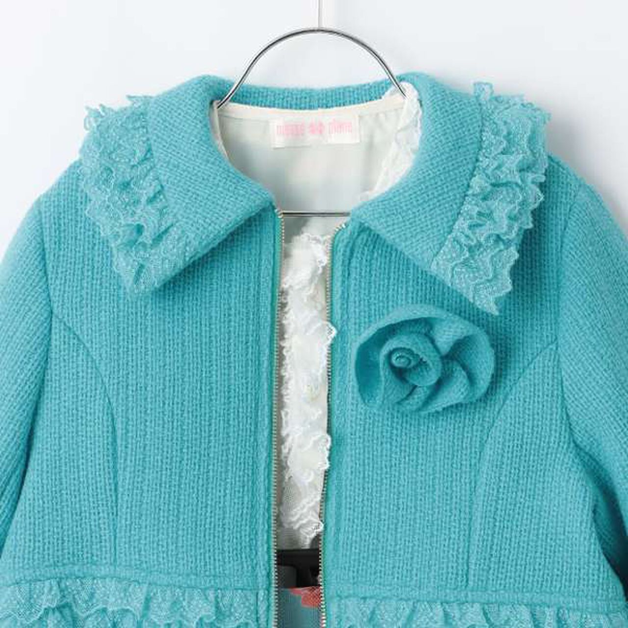 35th Tweed Jacket & Rose Print Skirt Set,Off white, large image number 13