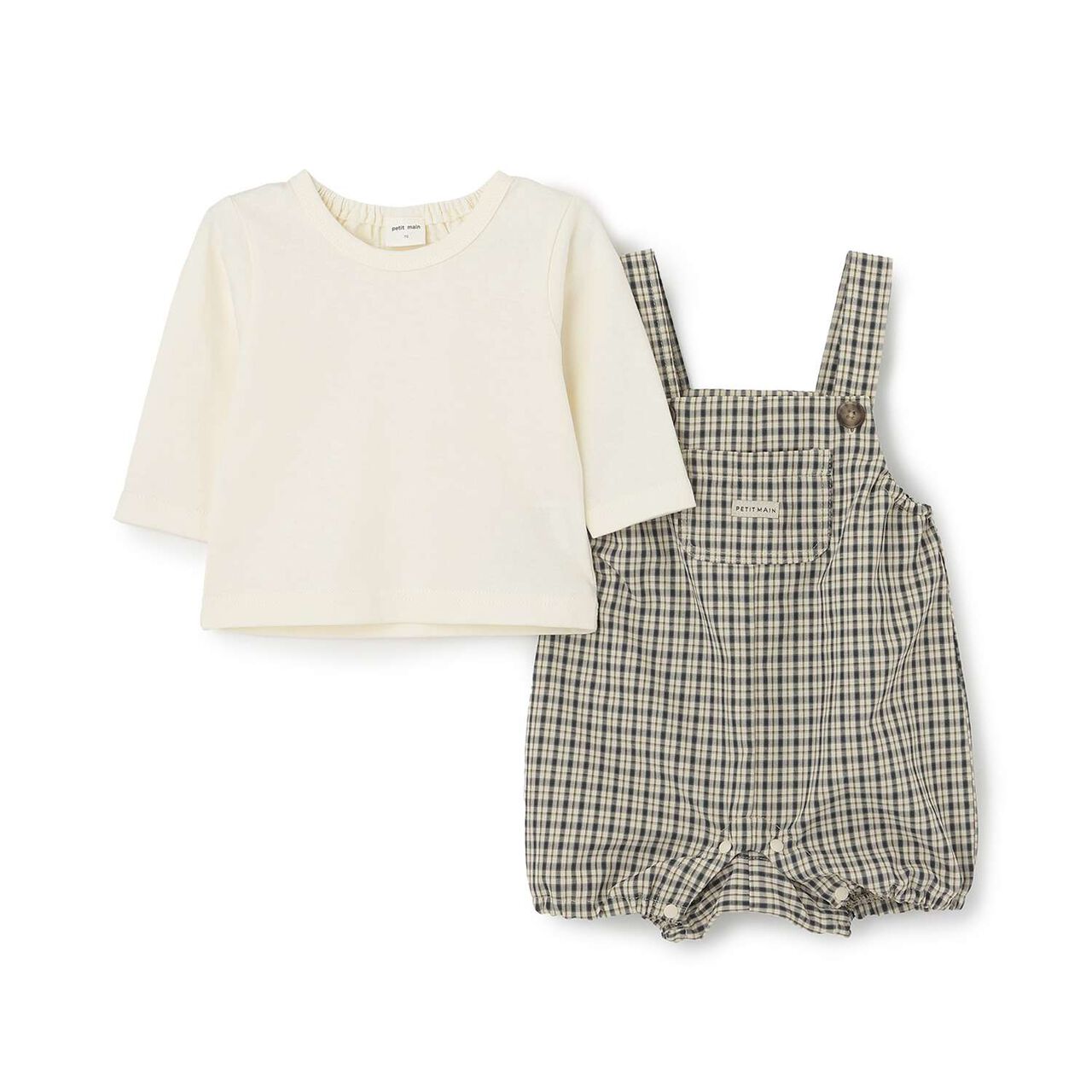 Checkered Overalls Set,Navy, large image number 5