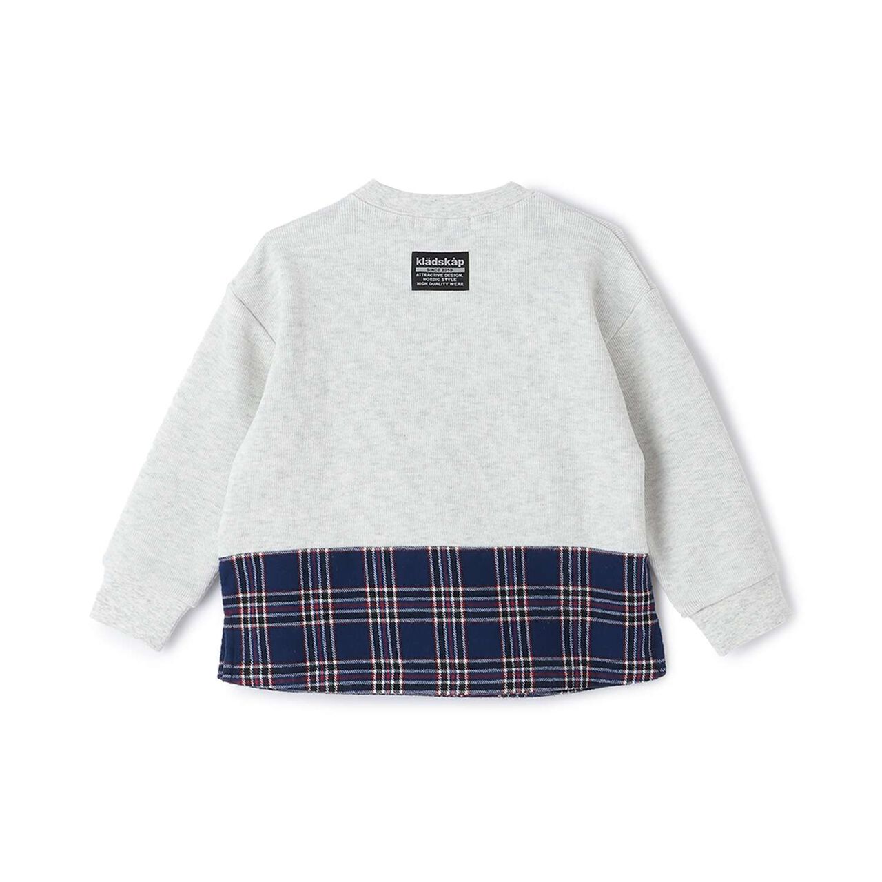 Wolf Hem Checkered Sweatshirt,Smoke white, large image number 1