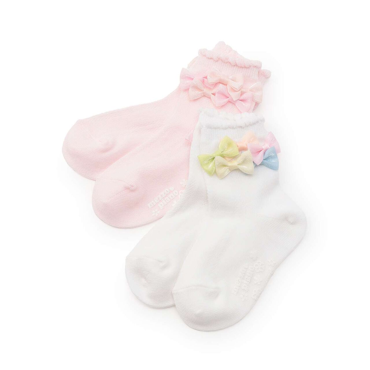 Ribbon Full Crew Socks,Light pink, large image number 3
