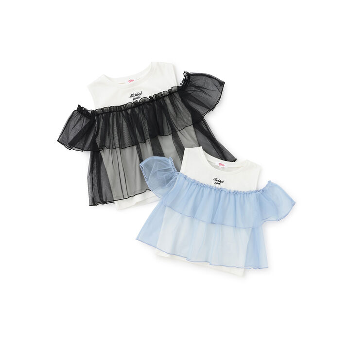 Sheer Fabric Combo Top,Black, medium image number 7