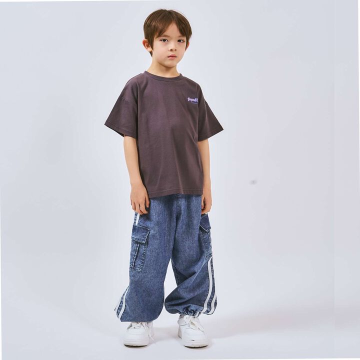 Loose Short Sleeve T-Shirt with Back Patch,Charcoal gray, medium image number 13