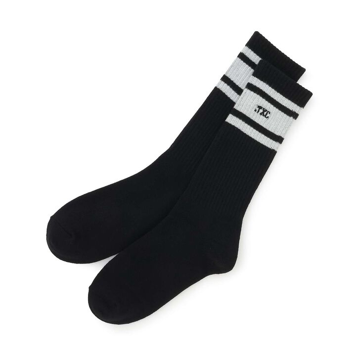 [LTXC] Multi-Stripe Mid-Calf Socks,Black, medium image number 0