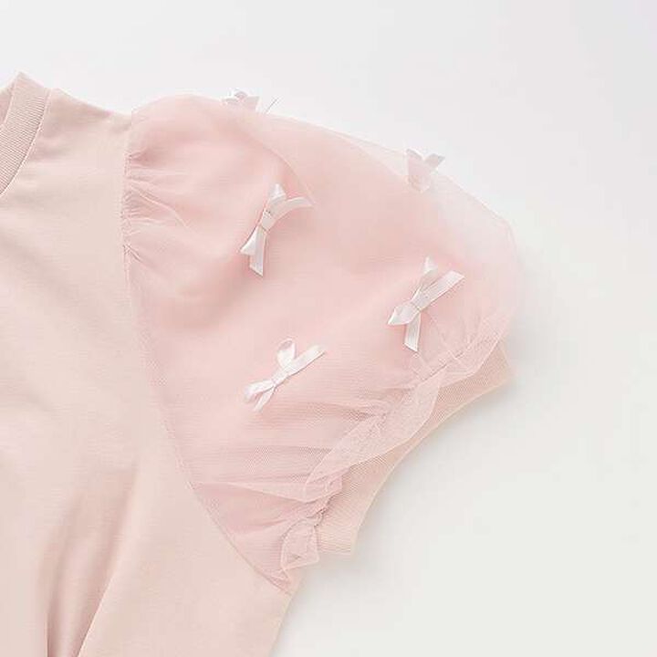 [Cool Touch] Mixed Material Tuck T-Shirt,Pink, medium image number 5