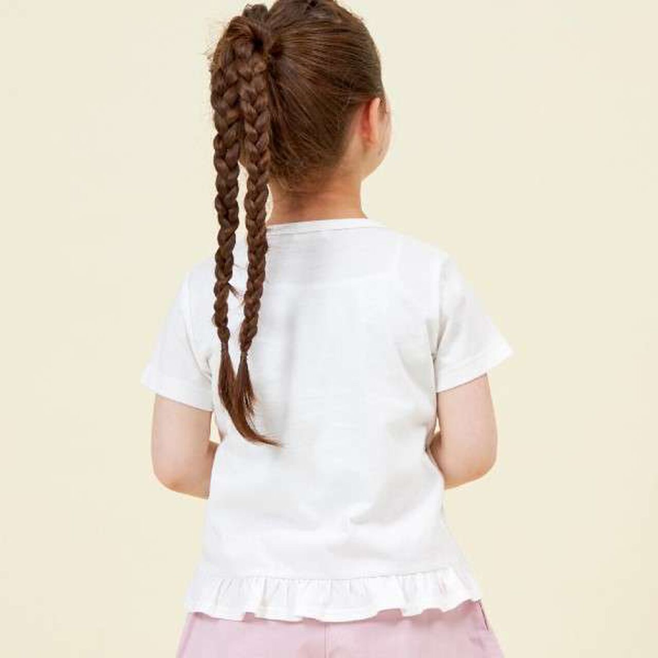 Checkered Bunny Appliqu&eacute; Short-Sleeve T-Shirt (100-130),Off white, large image number 5