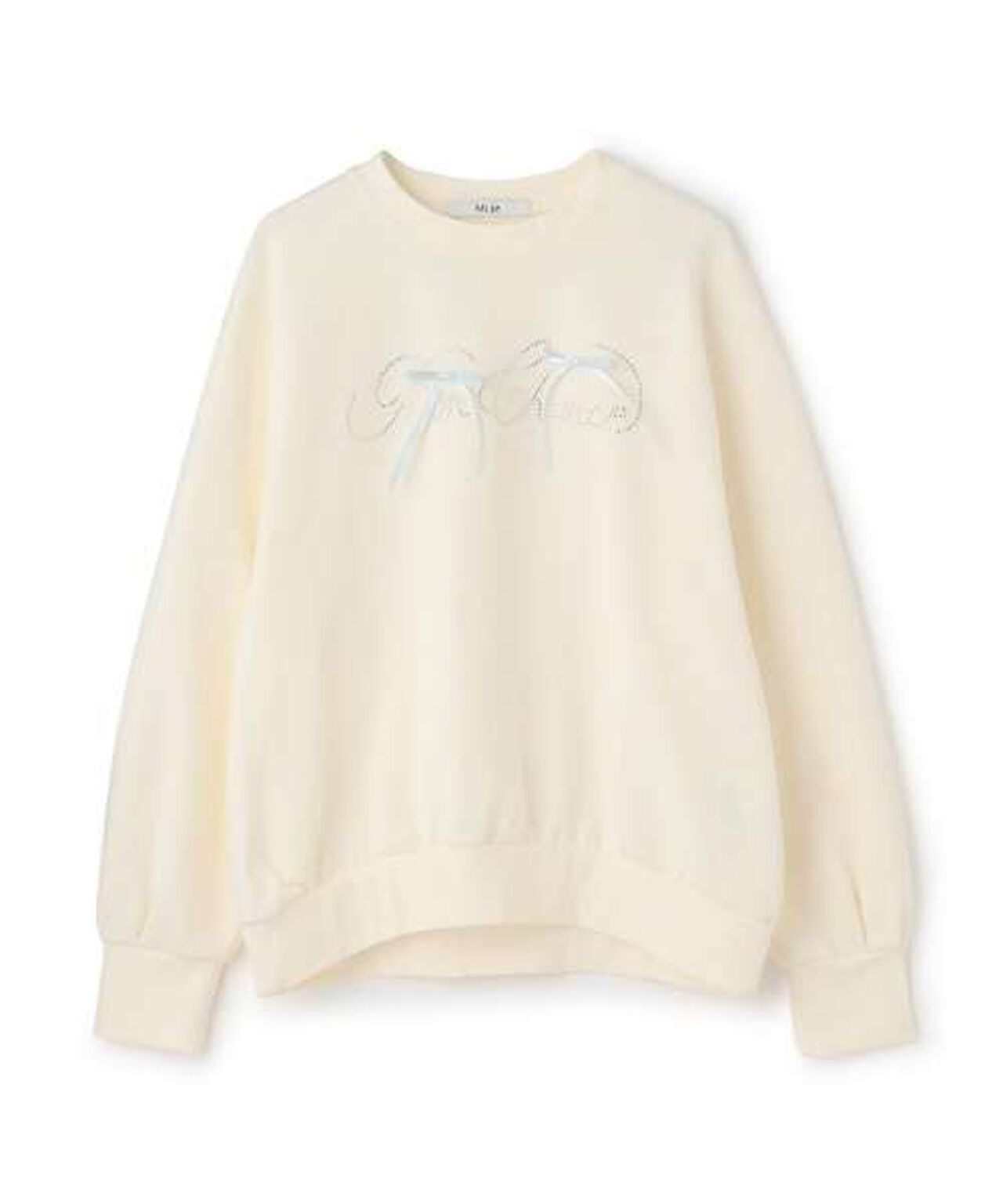 Stone Ribbon Sweatshirt [Korean Fashion],Ivory, large image number 2