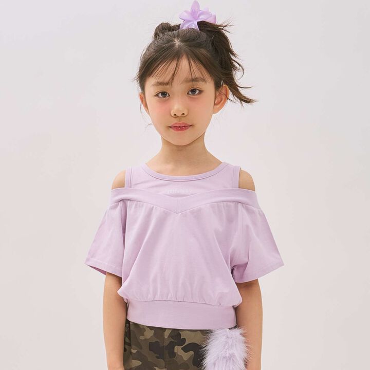 Shoulder Cutout Layered Short Sleeve T-Shirt,, medium