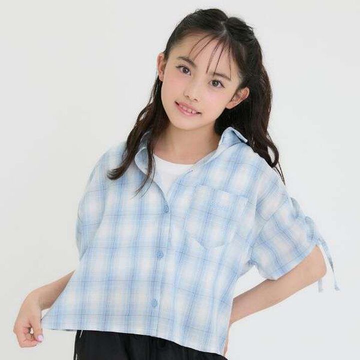 [3WAY] Checkered Shirt with Sleeve Drawstring + Tank Top Set,Black, medium image number 21