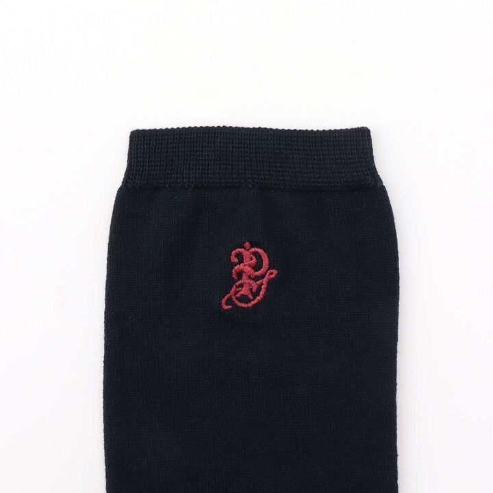 One-Point Embroidery Knee-High Socks,Emerald green, medium image number 1