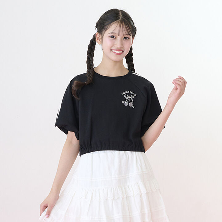 Side Line Balloon Sleeve T-Shirt & Tank Top Set,Black, medium image number 0