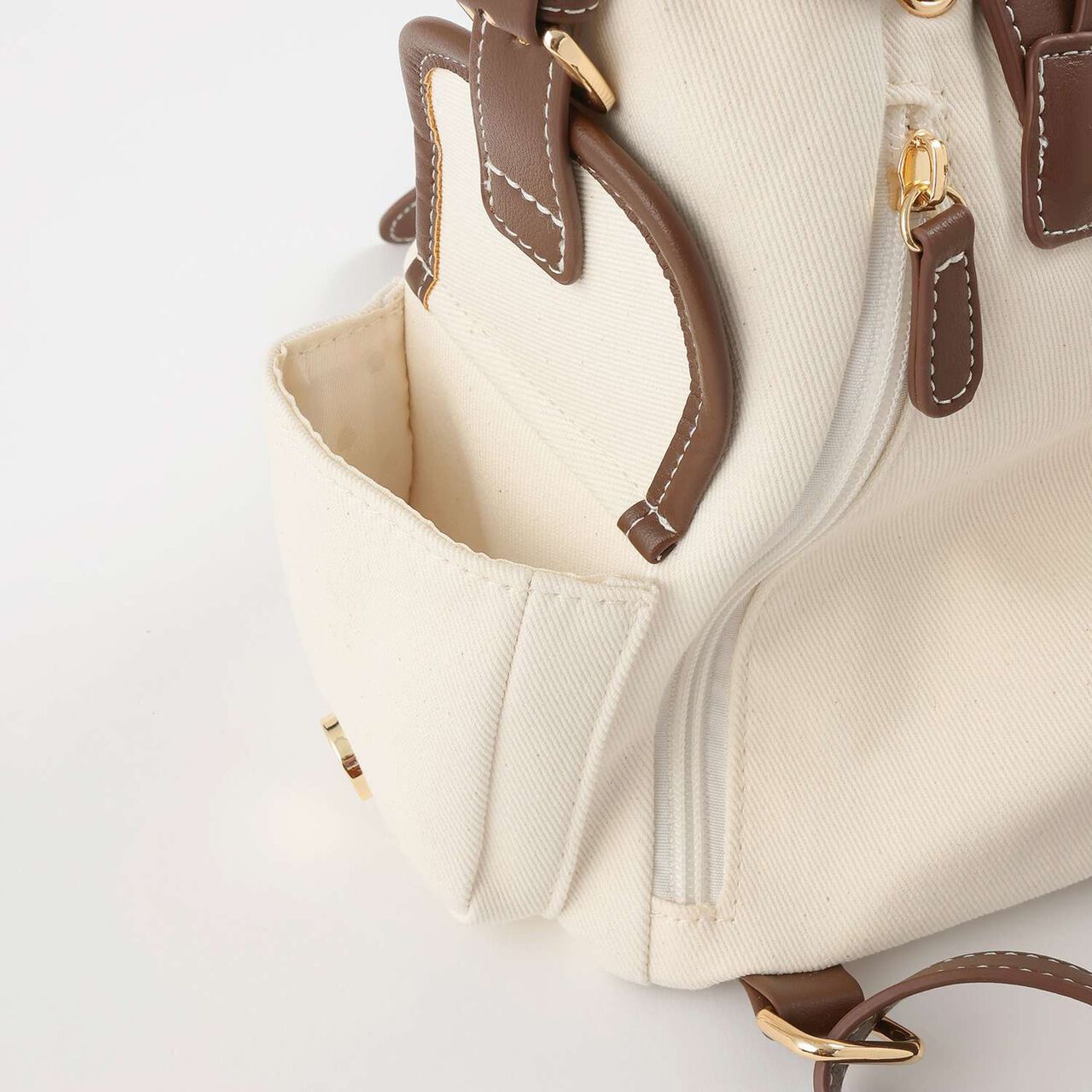 Canvas & Synthetic Leather Mini Backpack,Navy, large image number 8