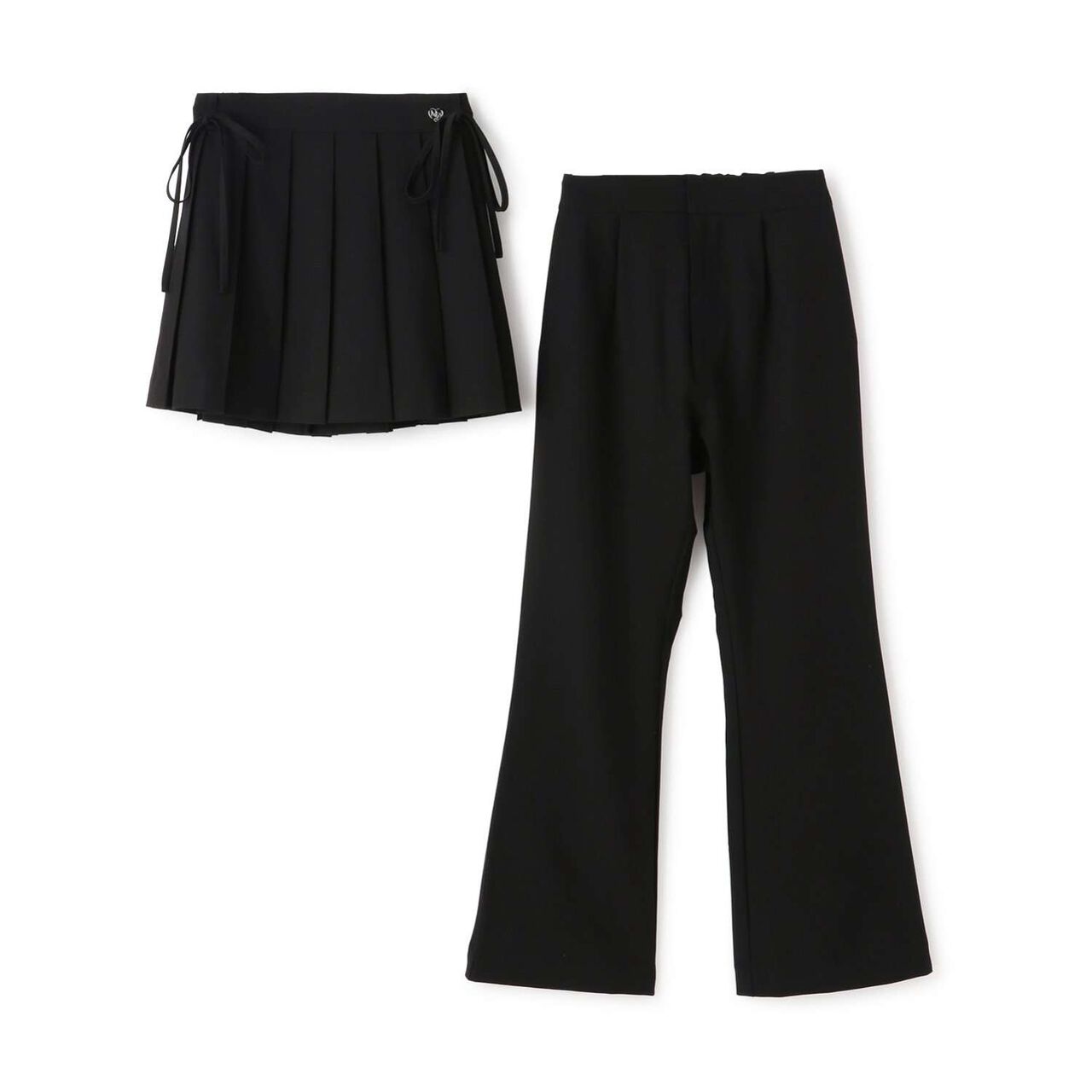 Pleated Skirt & Flared Pants Set,Gray, large image number 2