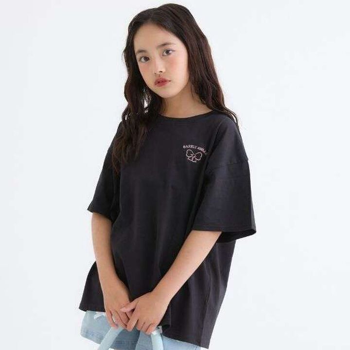 [100% Cotton] Ribbon Bear Short Sleeve T-Shirt,Black, medium image number 0