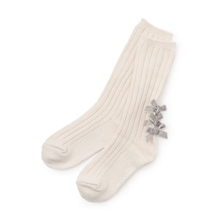 Ribbon Knee Socks,Ivory, medium image number 0