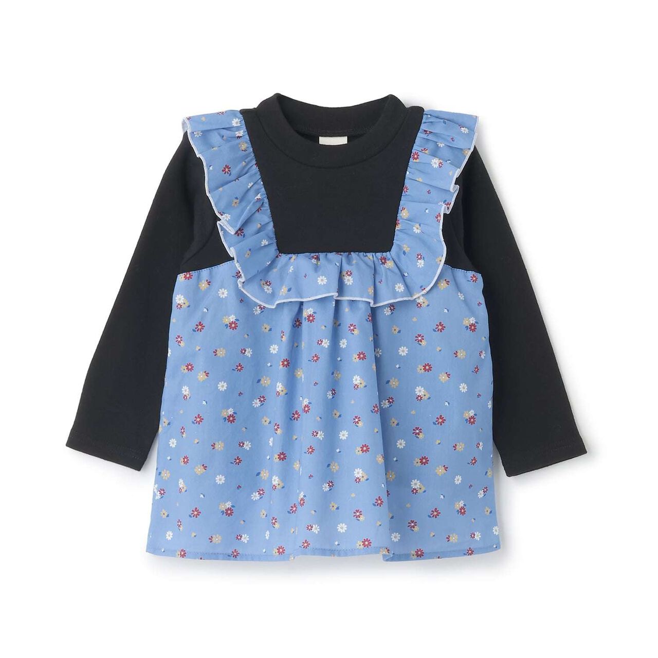 Frill Tunic Docking Long-Sleeve T-Shirt,Royal blue, large image number 3