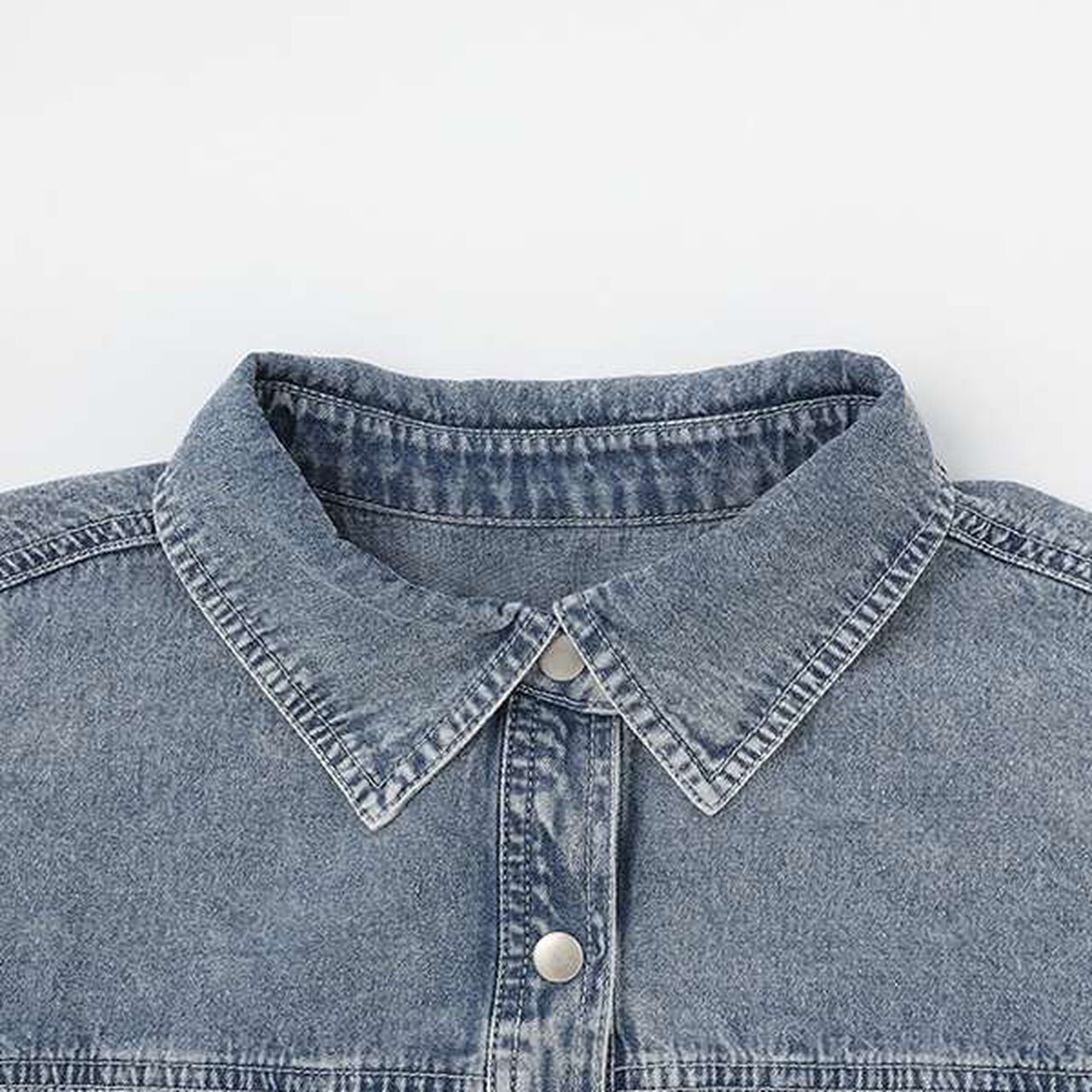 [100% Cotton] Denim Short-Sleeve Outfit Set,Blue, large image number 8