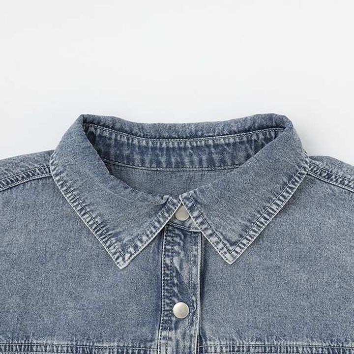 [100% Cotton] Denim Short-Sleeve Outfit Set,Blue, medium image number 8