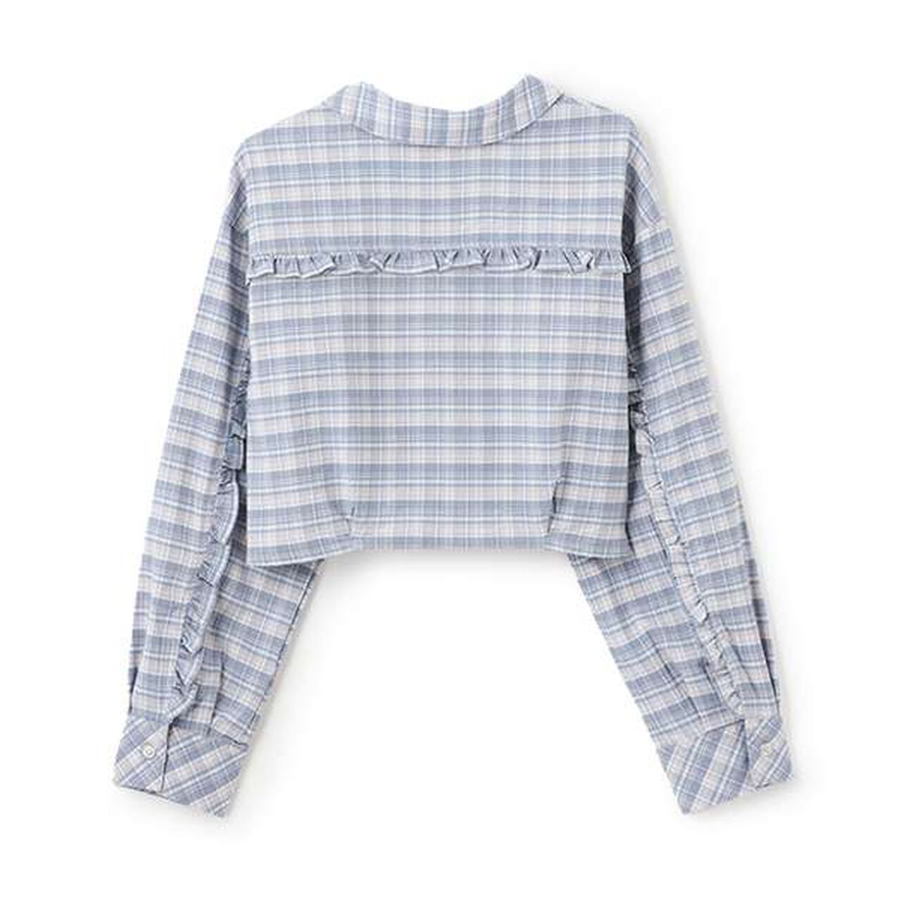 Cropped Frill Shirt,Light gray, large image number 1