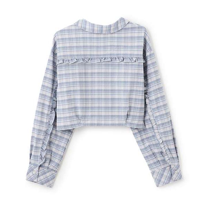 Cropped Frill Shirt,Light gray, medium image number 1