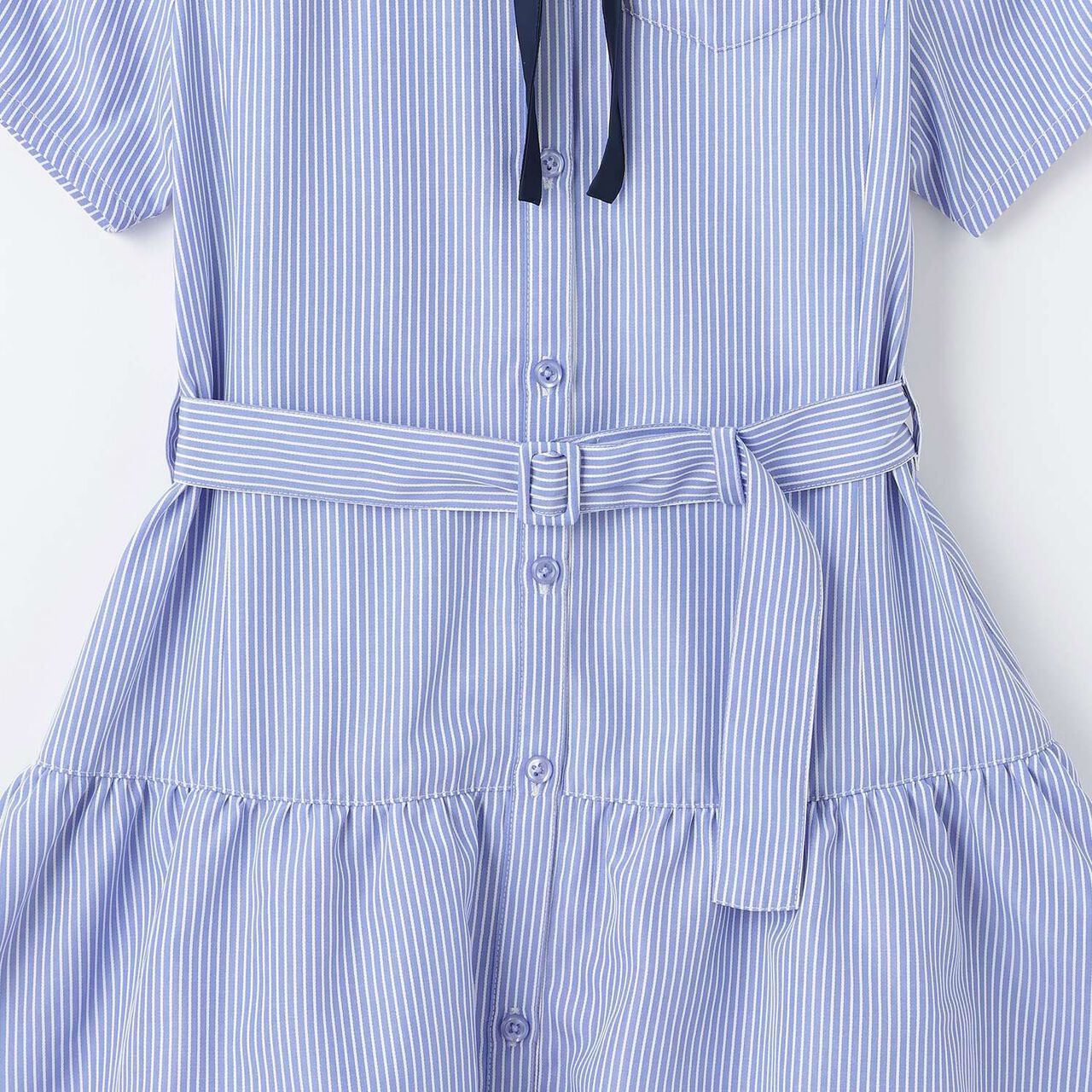 Tiered Shirt Mini One-Piece Dress,Blue, large image number 6