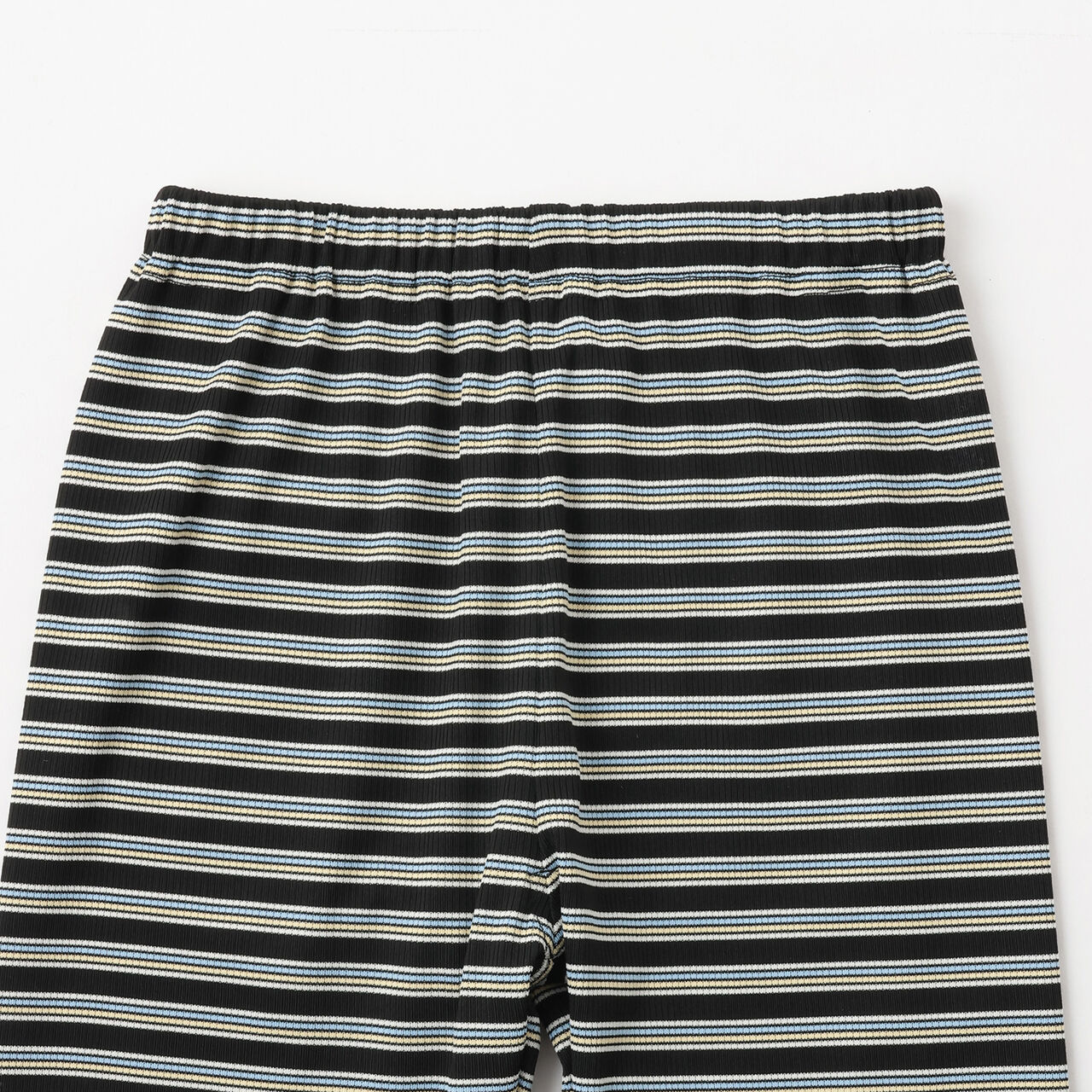 [365D] Rib Stripe Pattern 6-Length Leggings,Black, large image number 2