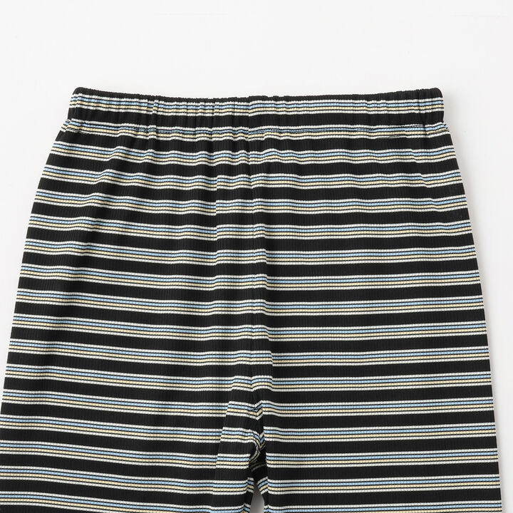 [365D] Rib Stripe Pattern 6-Length Leggings,Black, medium image number 2