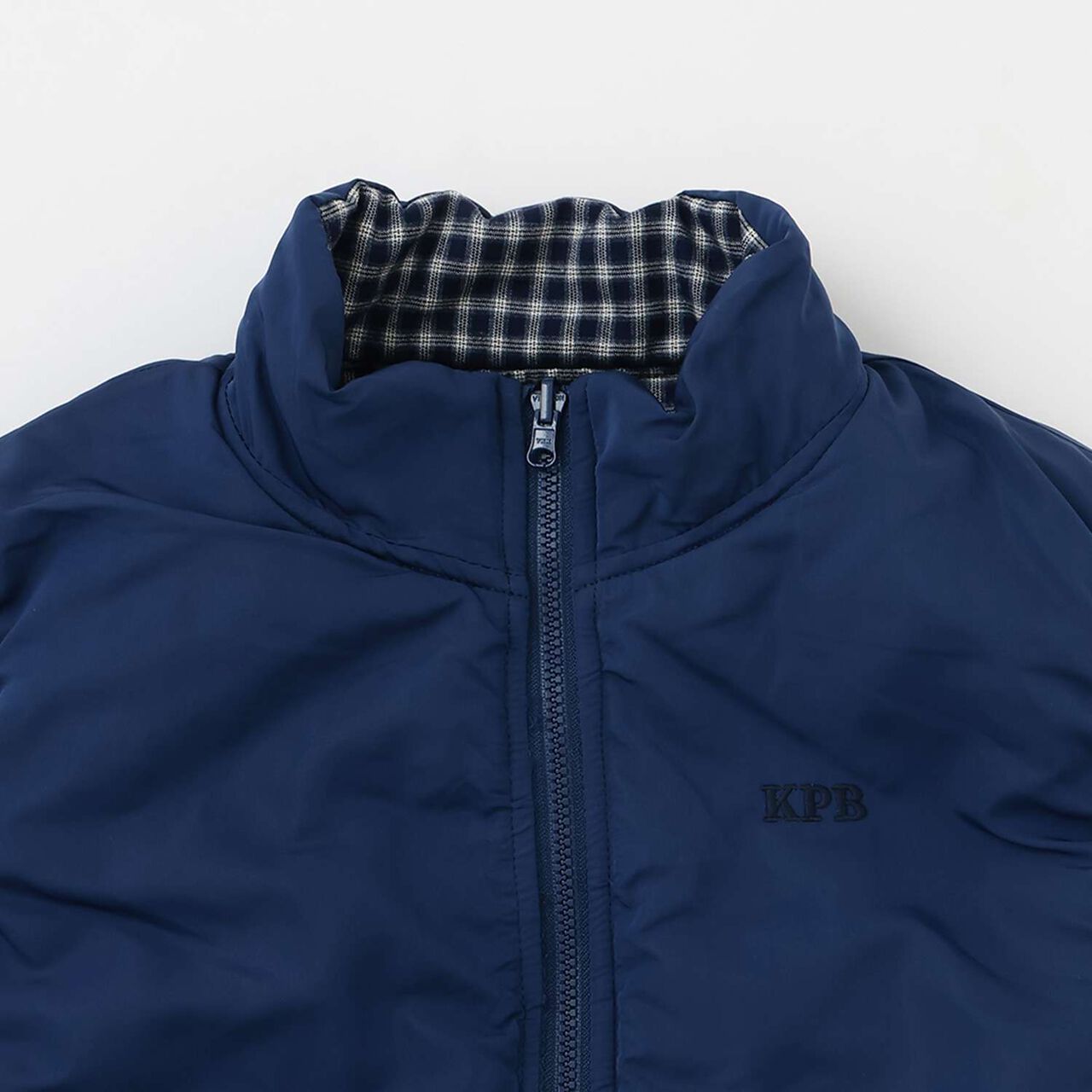[Reversible] Taffeta &times; Check Vest,Navy, large image number 15