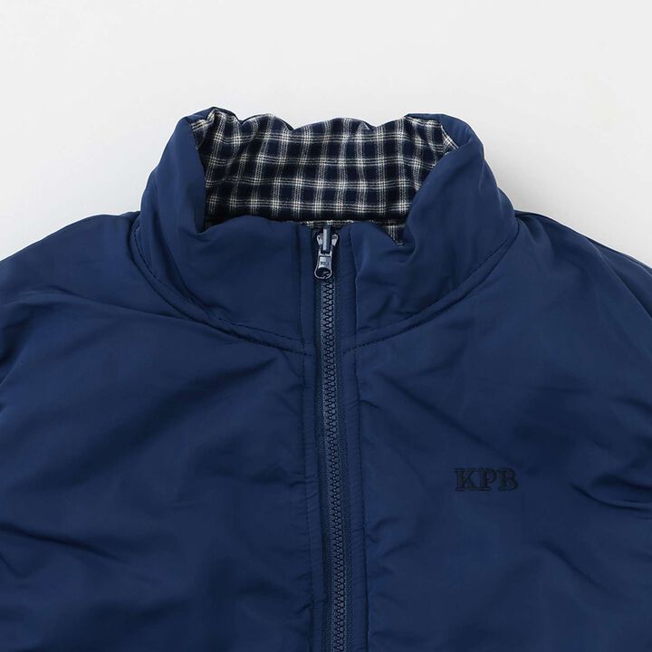 [Reversible] Taffeta &times; Check Vest,Navy, medium image number 15