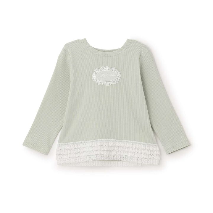 Organic Lace Frill Long-Sleeve T-Shirt,Navy, medium image number 5