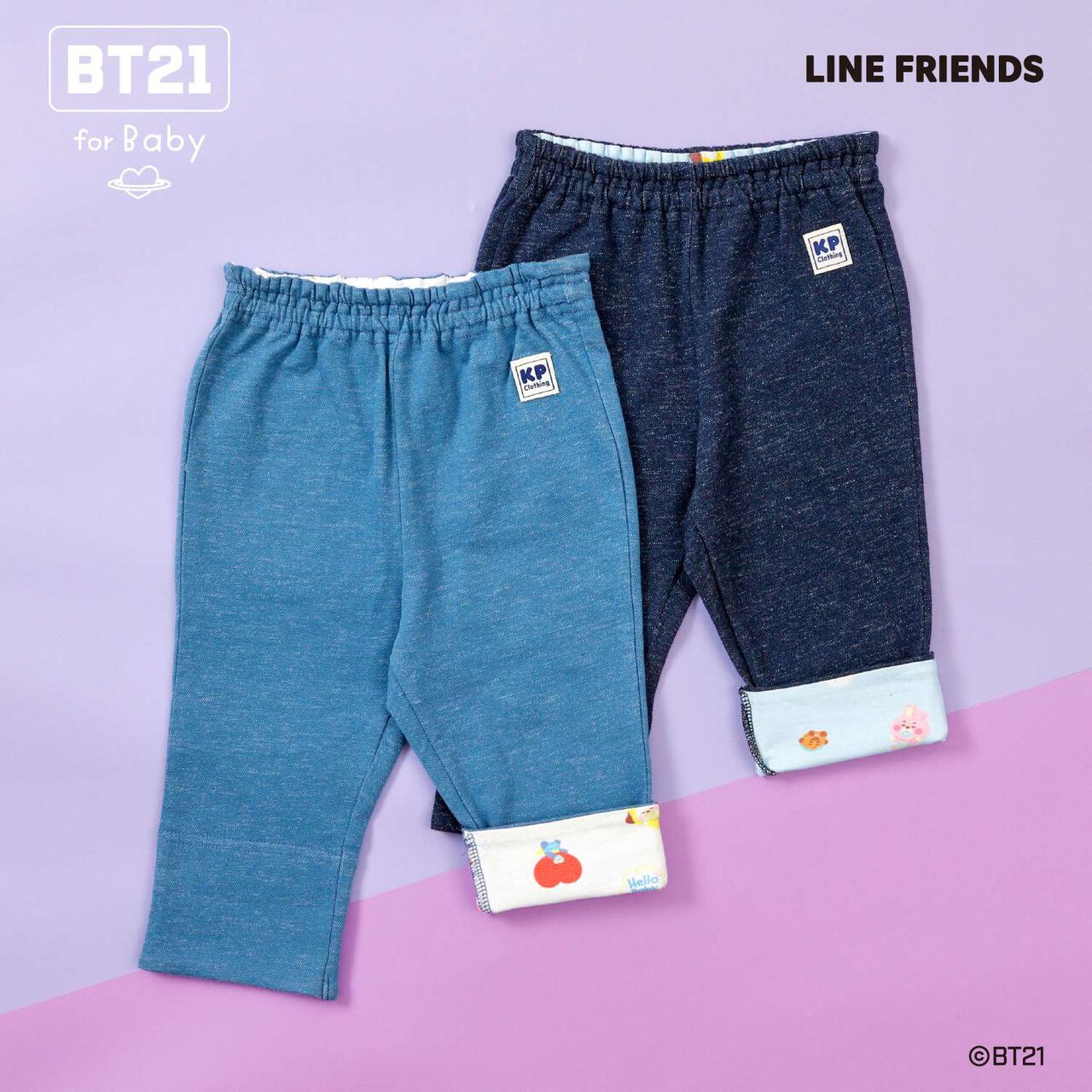 [BT21] Denim-Style Knit Twill 7/8 Pants,Blue, large image number 9