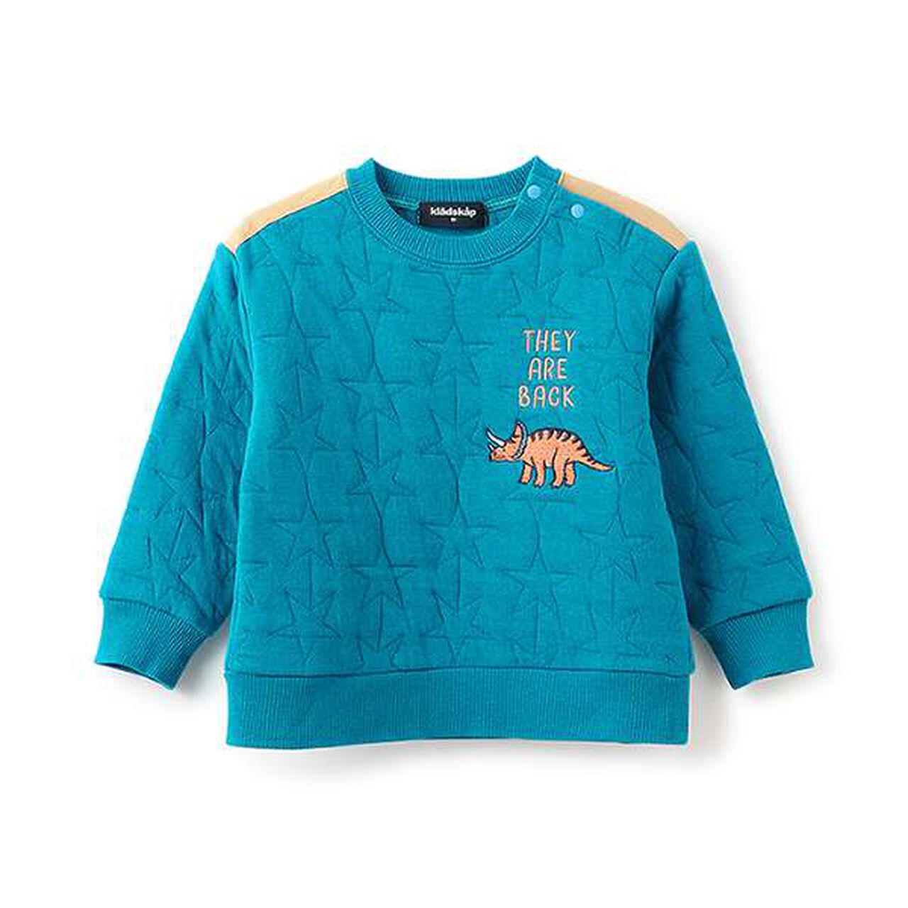 Dinosaur Embroidered Quilted Sweatshirt,Light beige, large image number 2