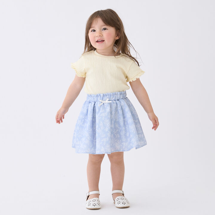 Floral Print Gathered Skirt,Navy, medium image number 0