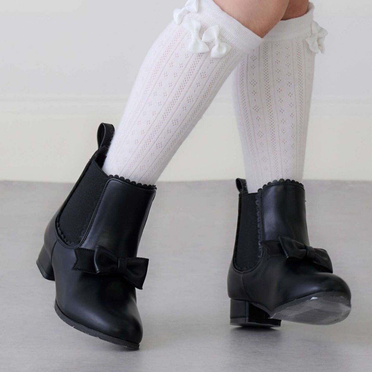 Ribbon Side Gore Boots,Black, large image number 0