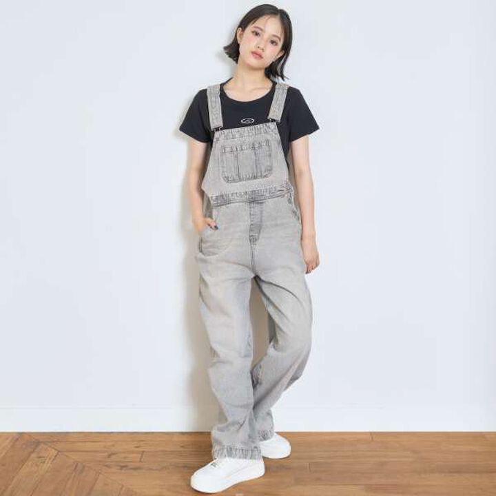 Basic Denim Overalls,Light gray, medium image number 0