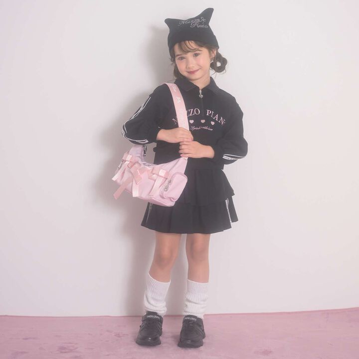 Half-Zip Pullover & Frill Skirt-Shorts Set,Lavender, medium image number 1