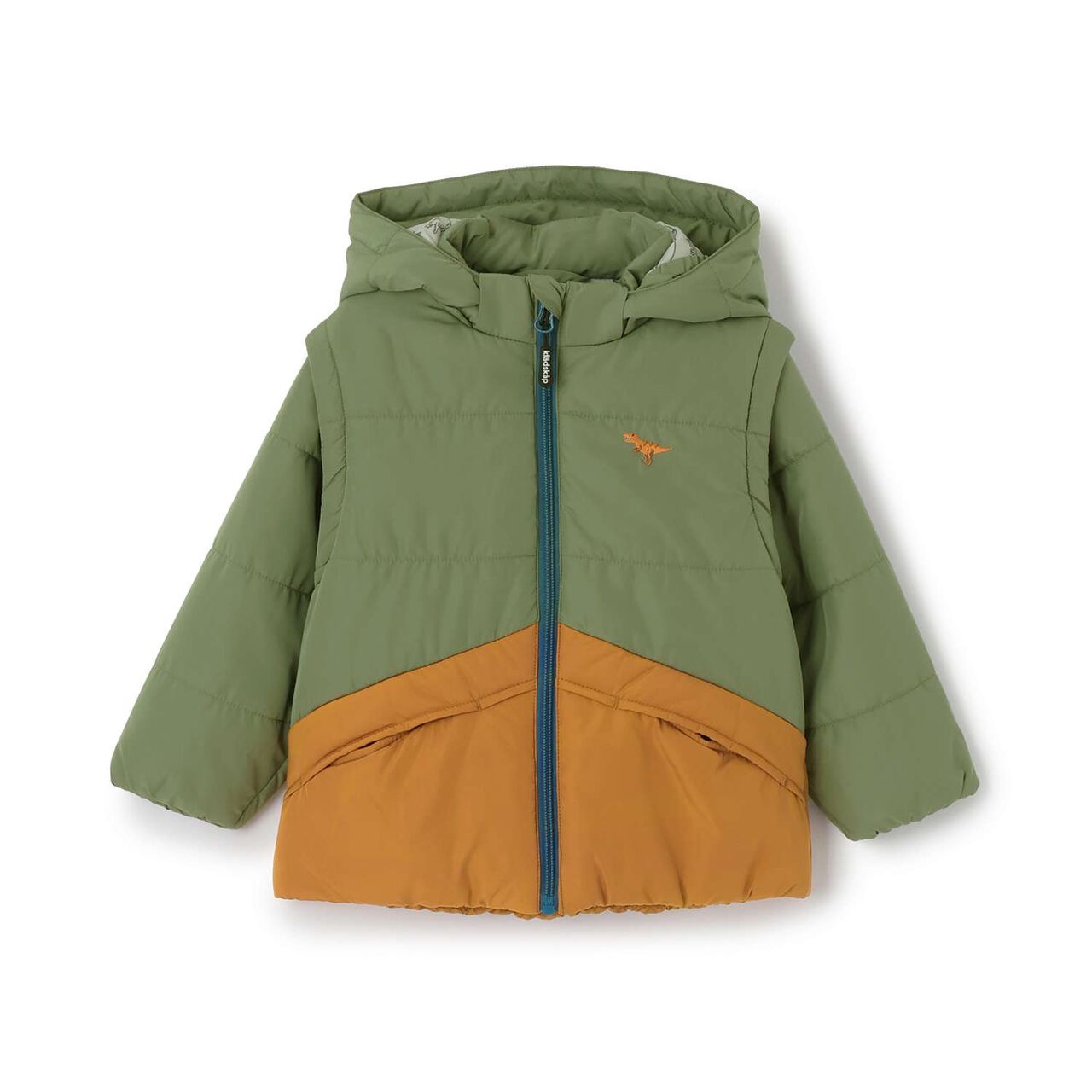 Dinosaur 3 WAY Bomber Jacket,Khaki, large image number 0