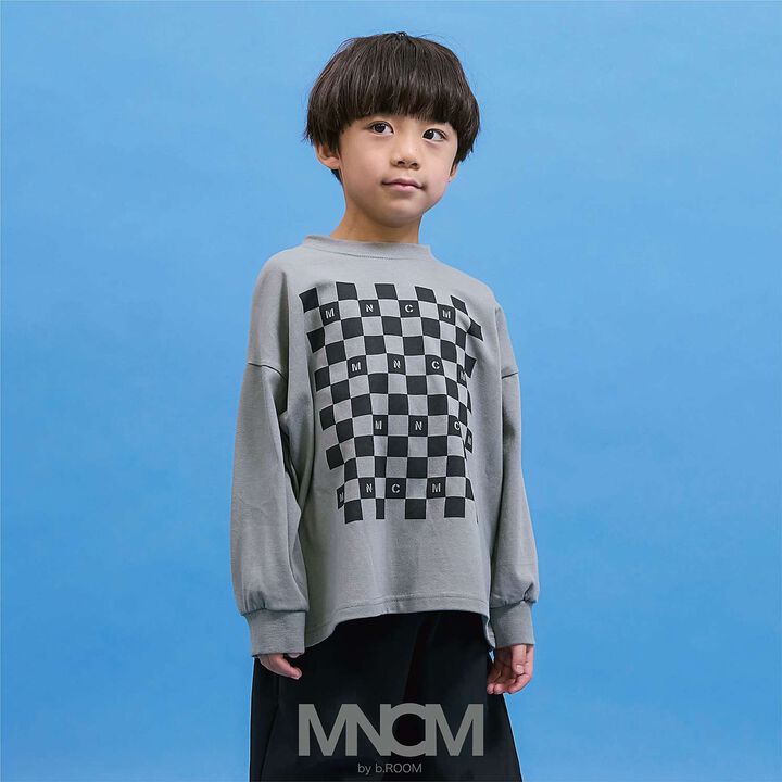 [防污・速乾・不變形] [正反皆可穿] 格子旗印花T恤 [MNCM],卡其色, medium image number 0