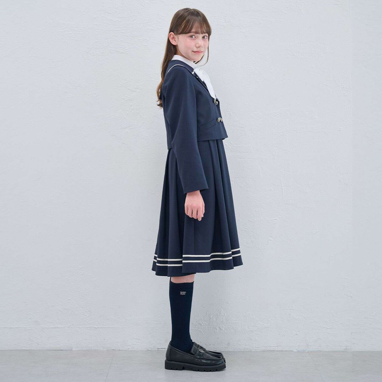 Sailor Short Jacket & Jumper Skirt Set,Beige, large image number 16