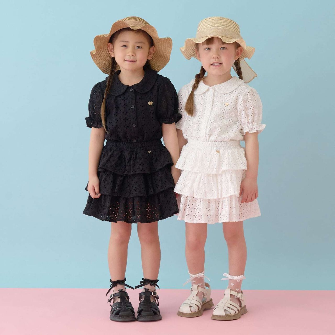 [100% Cotton] Lace Puff Sleeve Blouse for Girls Kids,Black, large image number 19
