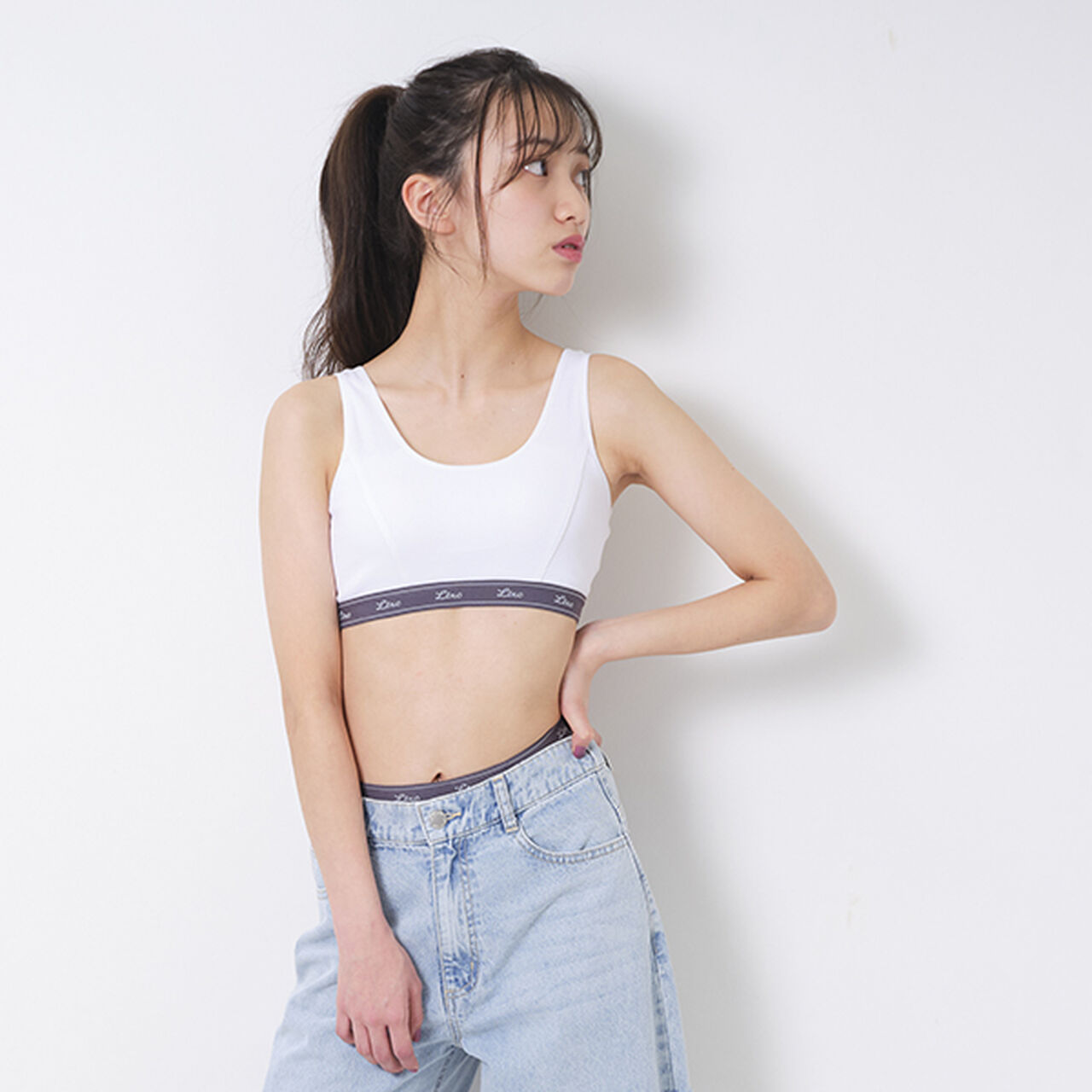 [LTXC] Ribbed Half Top,White, large image number 3