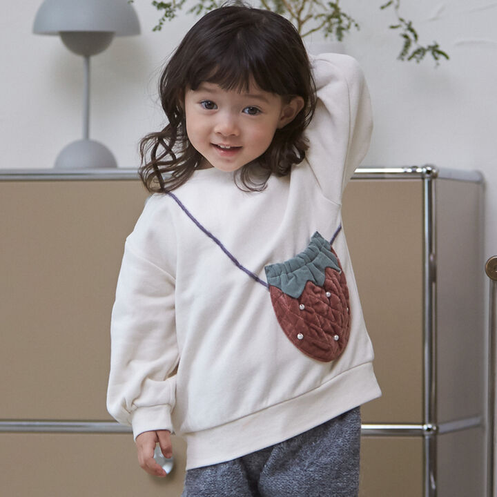 Wool Lined Strawberry Small Shoulder Bag Sweatshirt,, medium