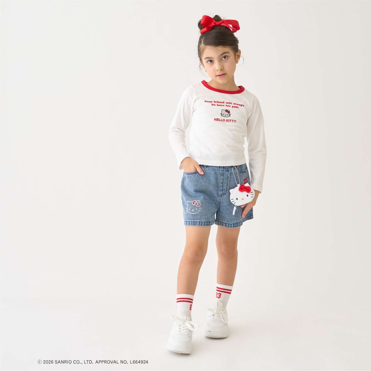 [Sanrio Characters] Denim Shorts,Black, large image number 1