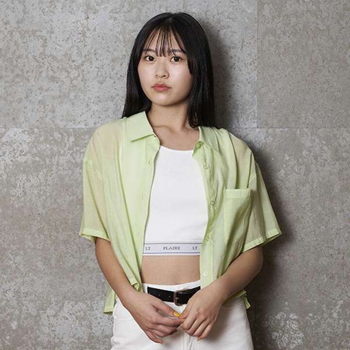 Short-Sleeve Sheer Shirt with Inner Lining,Off white, medium image number 18