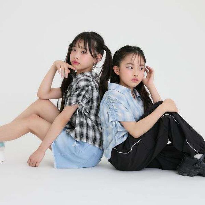 [3WAY] Checkered Shirt with Sleeve Drawstring + Tank Top Set,Black, medium image number 29