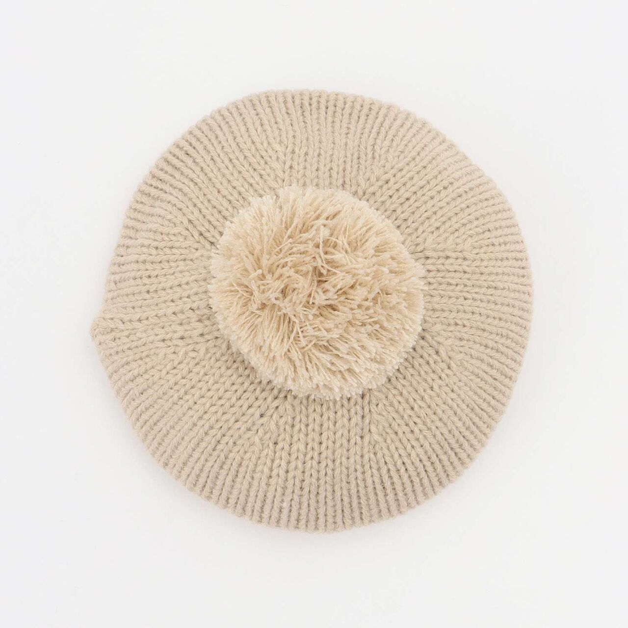Pom-Pom Beret Hat,Beige, large image number 3