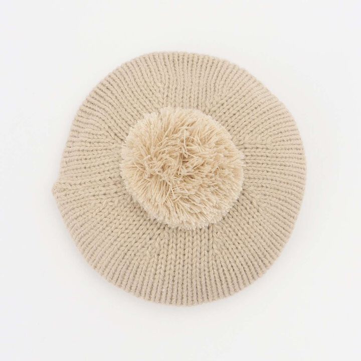 Pom-Pom Beret Hat,Beige, medium image number 3