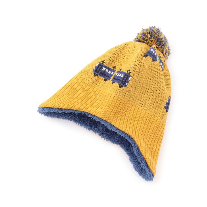 Train Pattern Beanie with Ear Flaps,Yellow, medium image number 0
