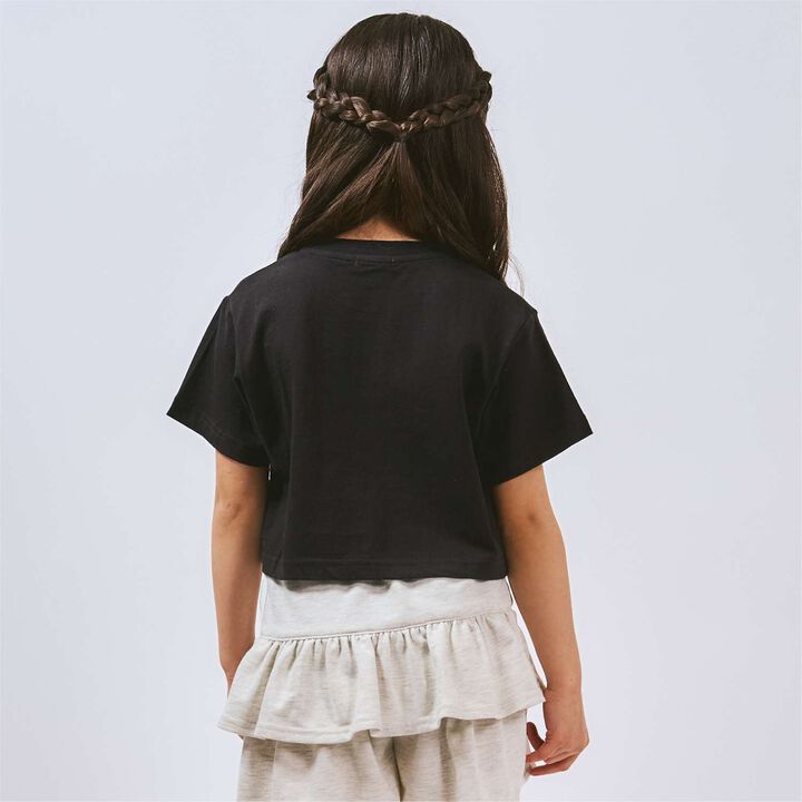 100% Cotton Logo Appliqu&eacute; Cropped Short Sleeve T-Shirt,Black, medium image number 5