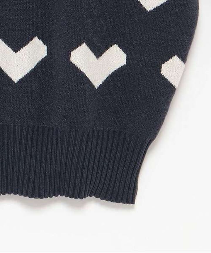 Heart Pattern Knit Pullover,Greige, medium image number 4