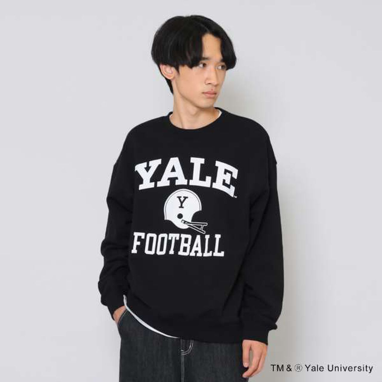 [YALE] Front Football Logo Print Sweatshirt,Navy, large image number 11